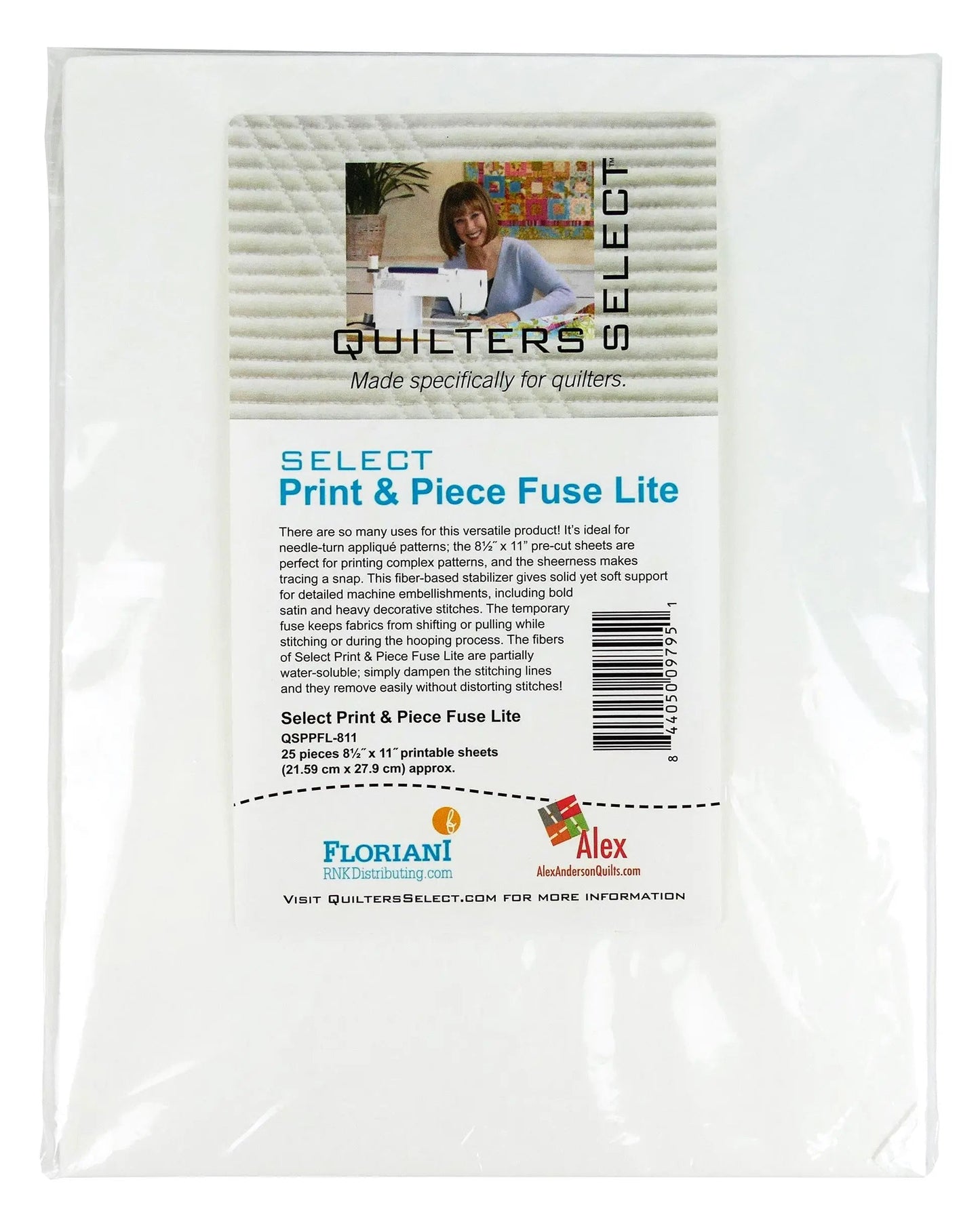 Quilters Select Print & Piece Fuse Lite - 25 Sheets - 8.5" x 11"