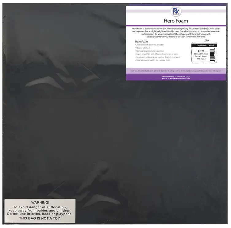 RNK BLACK CREATIVE FOAM- EVA 2MM - 3 sheets per pkg ~23.5" x 23.5"