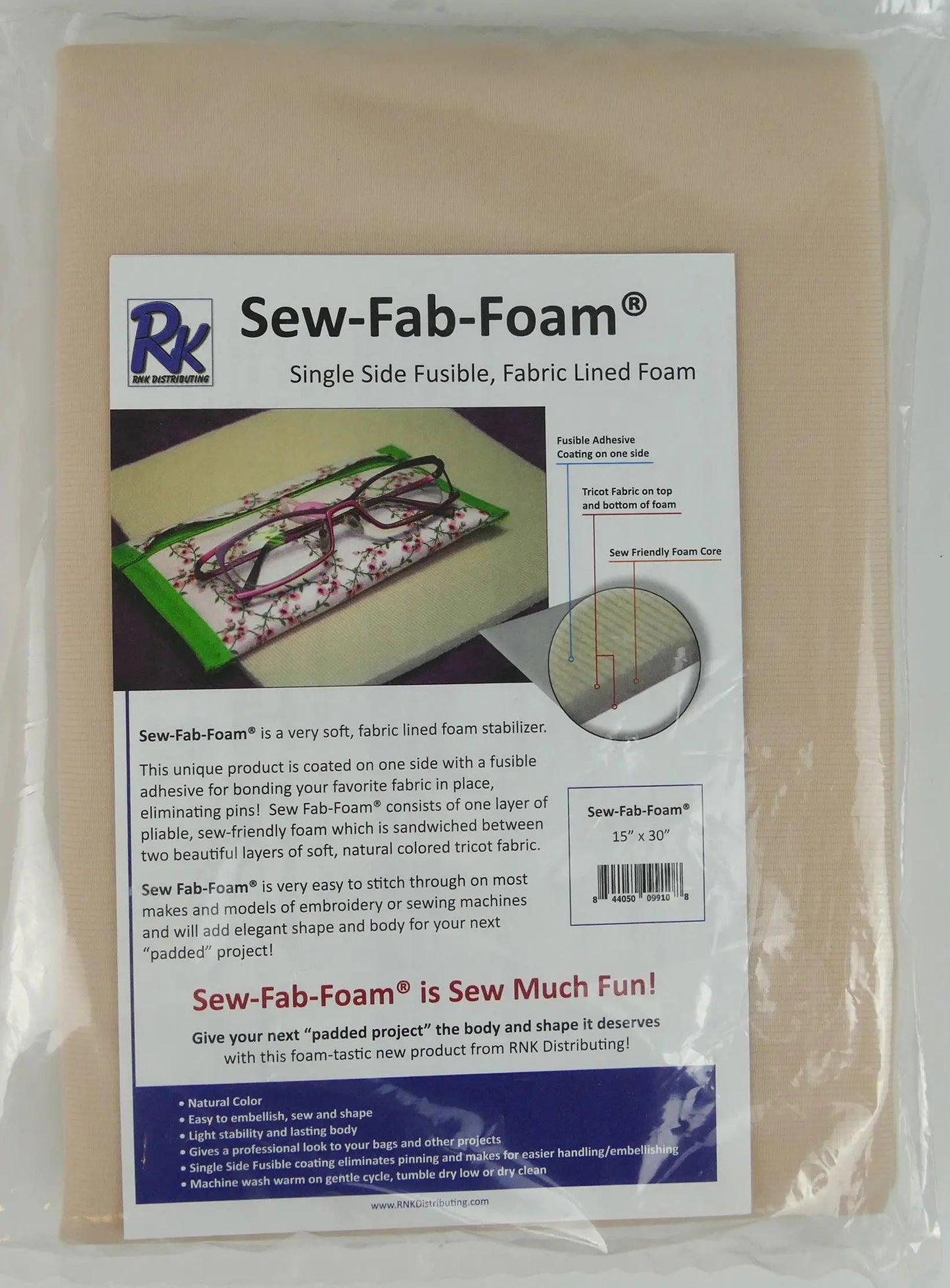 RNK Sew-Fab-Foam - Single Fusible 30" x 30"