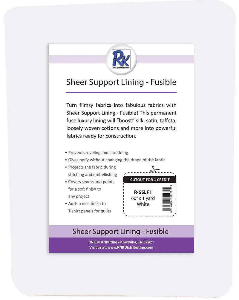 RNK WHITE Sheer Support Lining - Fusible ~60" x 1 yards