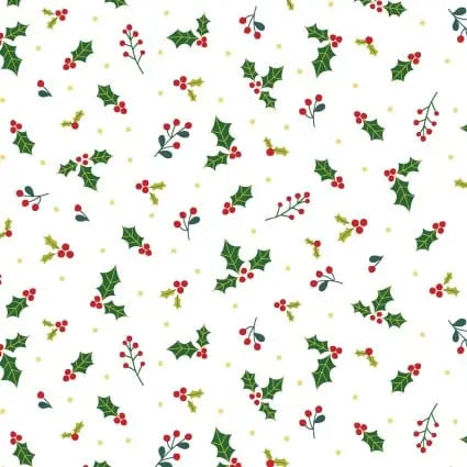 Red And Green Holly Cotton 43"/44" Fabric Per Yard