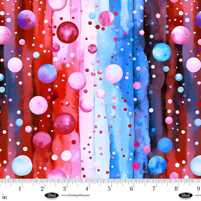 Red/Blue Bubble Pops 108" Cotton Wideback Fabric Per Yard