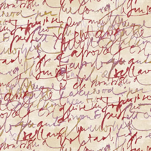 Red/Cream Fluidity Script Large Cotton 44/45" Fabric Per Yard