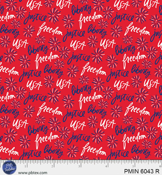 Red Patriotic Minis PMIN-6043-R Cotton 44/45 Fabric Per Yard