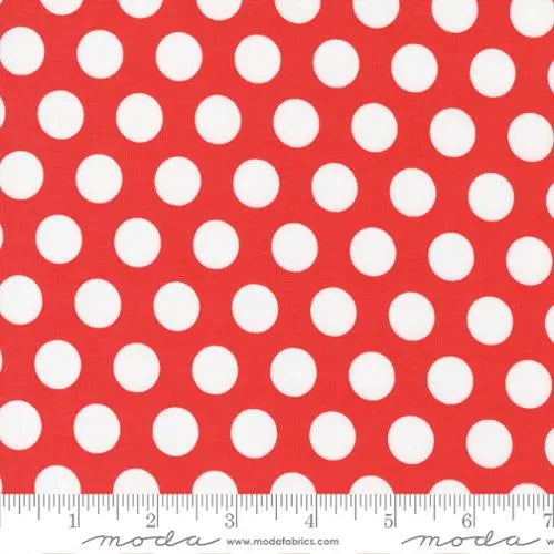 Red Sincerely Yours Dots 44"/45" Fabric Per Yard