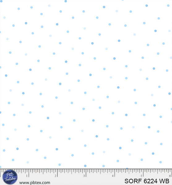 Sorbet Flannel White With Blue Tonal Dots Cotton 44" / 45" Fabric per yard