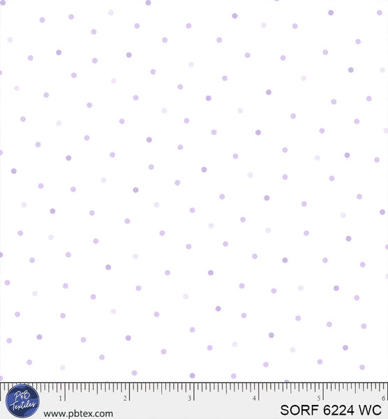 Sorbet Flannel White With Purple Tonal Dots Cotton 44" / 45" Fabric per yard
