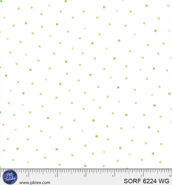 Sorbet Flannel White With Green Tonal Dots Cotton 44" / 45" Fabric per yard