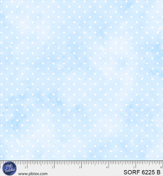 Sorbet Flannel Blue Pin Dot Cotton 44" / 45" Fabric per yard