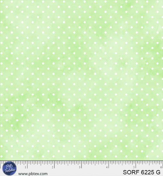 Sorbet Flannel Green Pin Dot Cotton 44" / 45" Fabric per yard