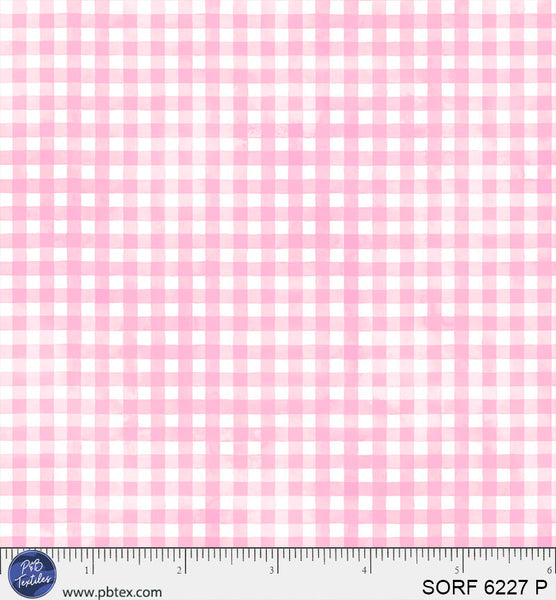 Sorbet Flannel Pink Gingham Cotton 44" / 45" Fabric per yard