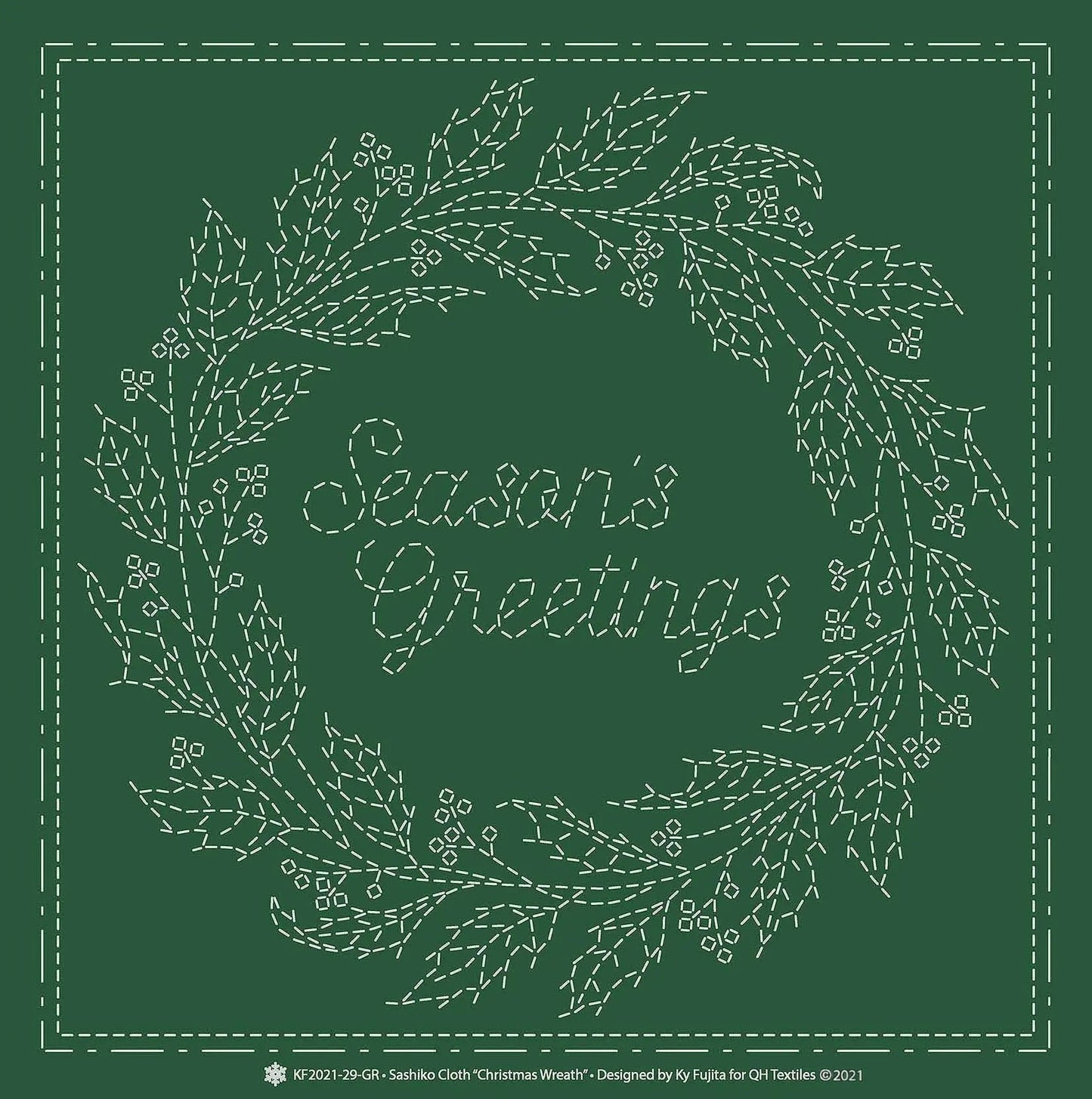 Sashiko Cloth Christmas WreathGR