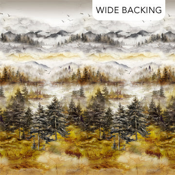 Scenic Ochre Multi Misty Morning B28646-54 Wideback Fabric per Yard