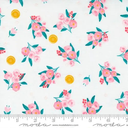 Sew Wonderful Powder Floral Bouquet White 44"/45" Fabric Per Yard