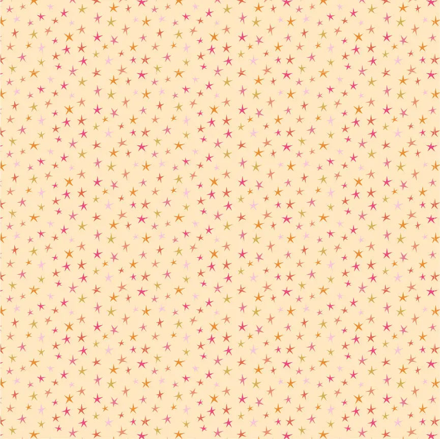Sparkly Stars Poppie Cotton Yellow 44"/45" Fabric Per Yard