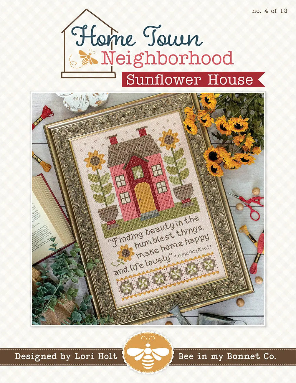 Sunflower House Cross Stitch Home Town Neighborhood - October 2024