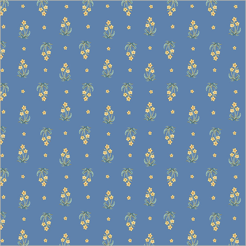 Tapestry Posy Powder Blue Cotton 43/44 Fabric Per Yard