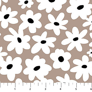 Taupe Daisies Soho Cotton 44"/45" Fabric Per Yard