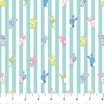 Teal Strips Springtime Squishmallows Cotton 44"/45" Fabric Per Yard