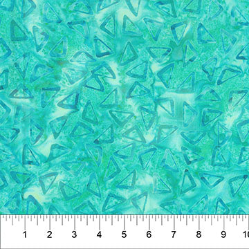 Turquoise Scattered Triangle Celebration Cotton 44/45 Fabric Per Yard