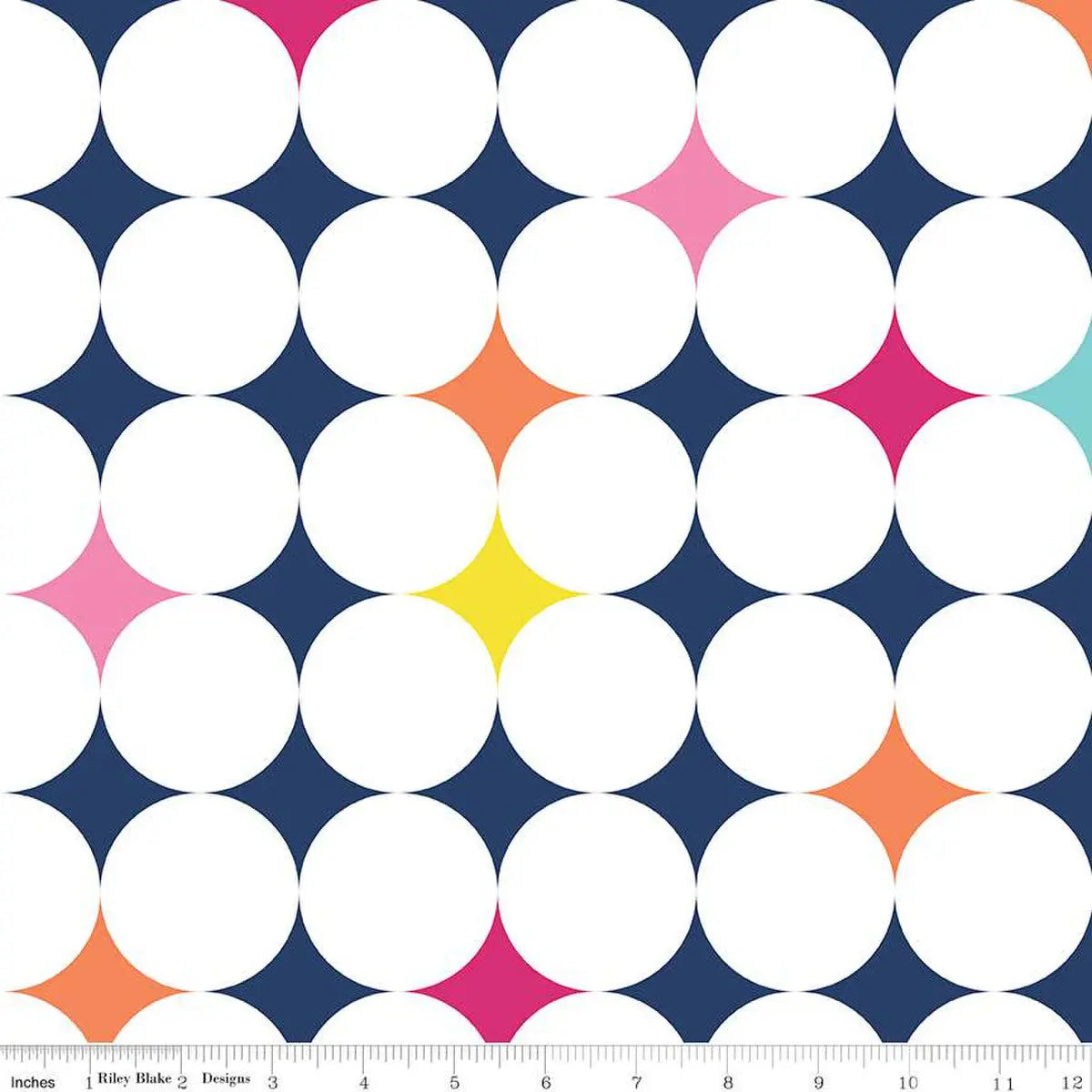 White Navy Effervescence Wideback Fabric Per Yard