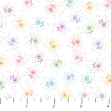 White Ditsy Daisy Pocket Posies Cotton 44"/45" Fabric Per Yard