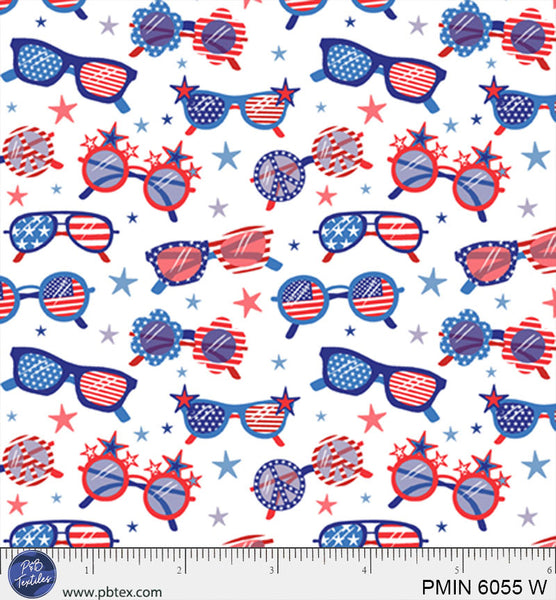 White Patriotic Minis PMIN-6055-W Cotton 44/45 Fabric Per Yard