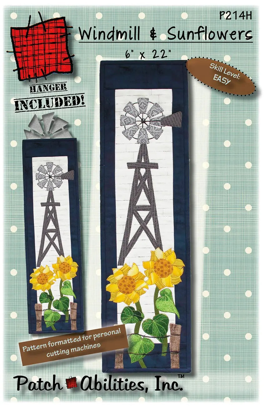 Windmill and Sunflowers Pattern With Hanger