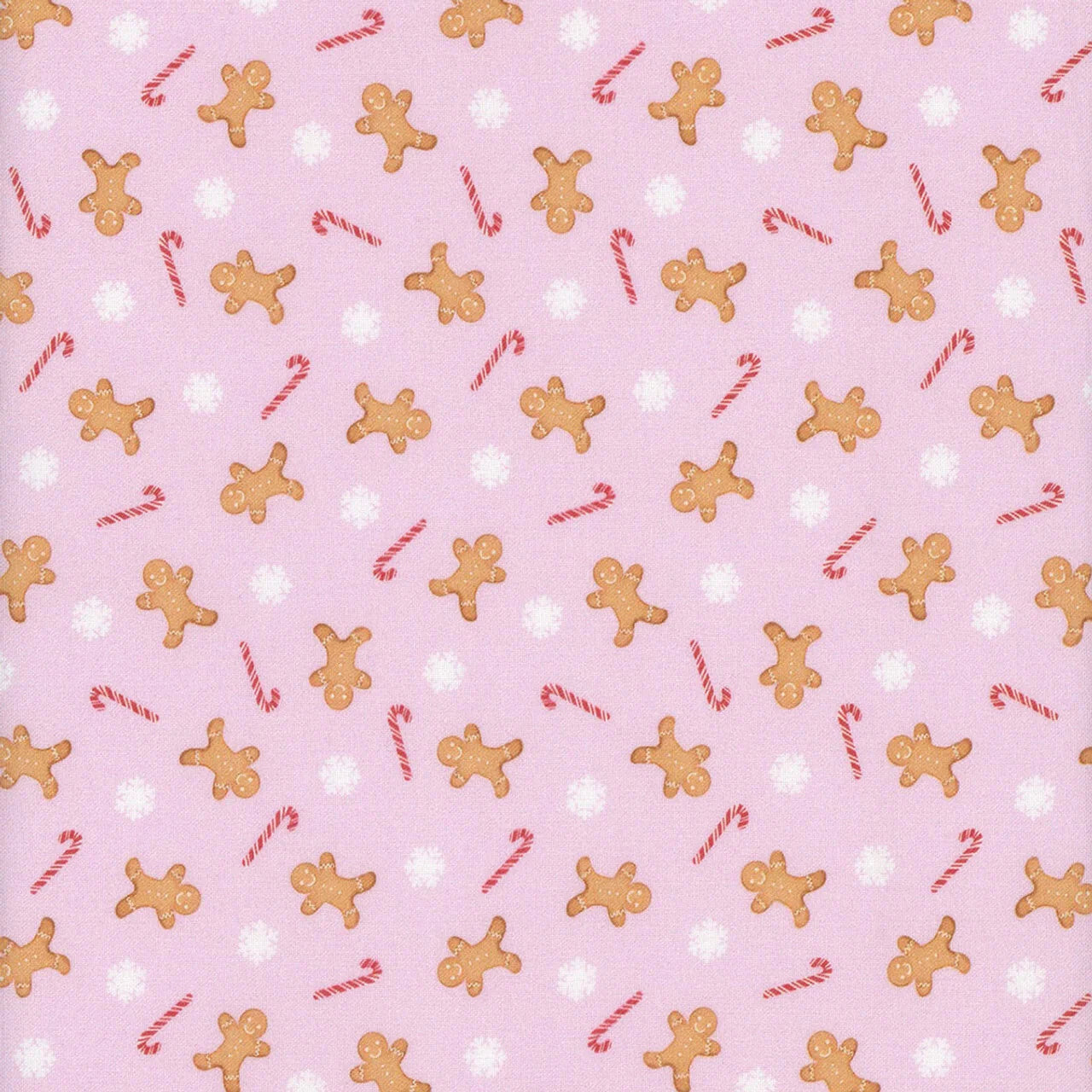 Gingerbread Dreams Pink Cotton 44"/45" Fabric Per Yard