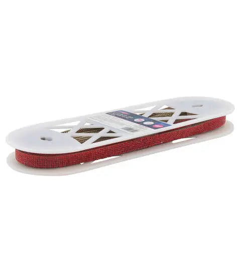 Yaya Han Iron-on Rhinestone Trim Crimson Red - Per Yard