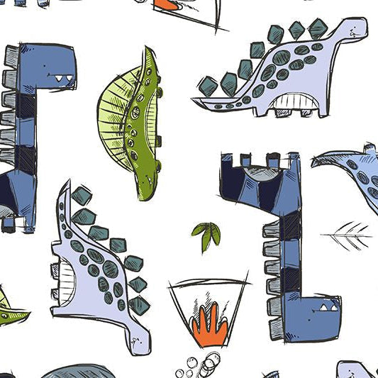 Digital Cuddle Snow Jurassic 58" - 60" Fabric per yard