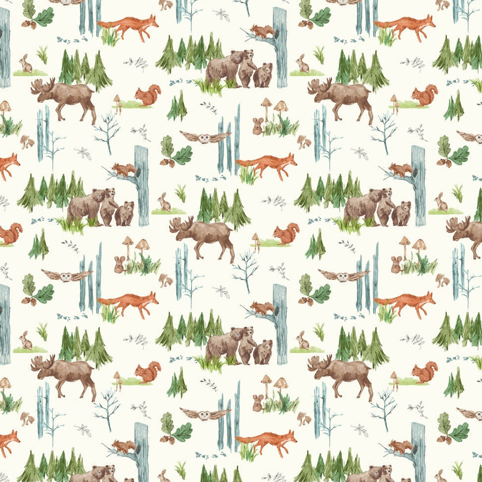 Digital Cuddle Natural Lil Pine Pals 58" - 60" Fabric per yard