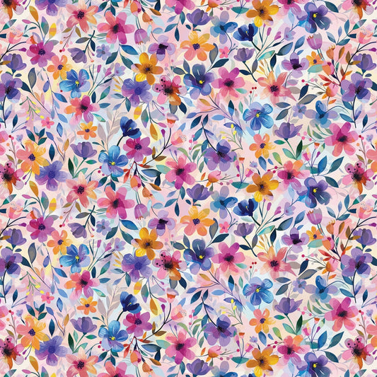 Digital Cuddle Multi Painted Petals 58" - 60" Fabric per yard