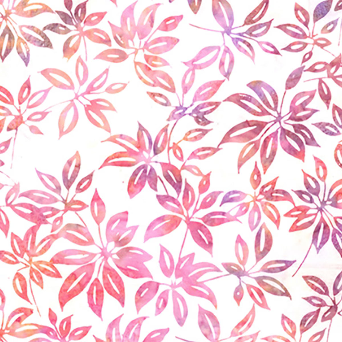 Creamsicle Bali Batik Leaves Cotton 44"/45" Fabric Per Yard
