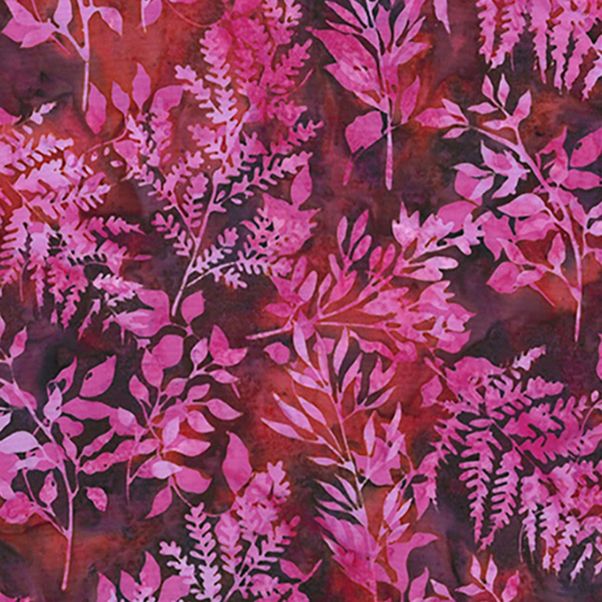 Pink Bali Batik Leafy Branches Cotton 44"/45" Fabric Per Yard