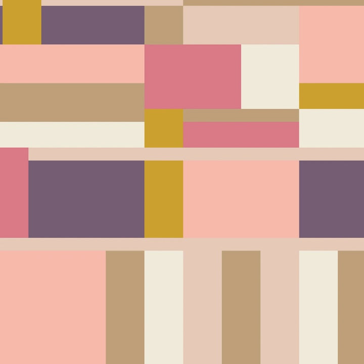 Pink and Purple American Bold Oak Park Cotton 44/45 Fabric Per Yard