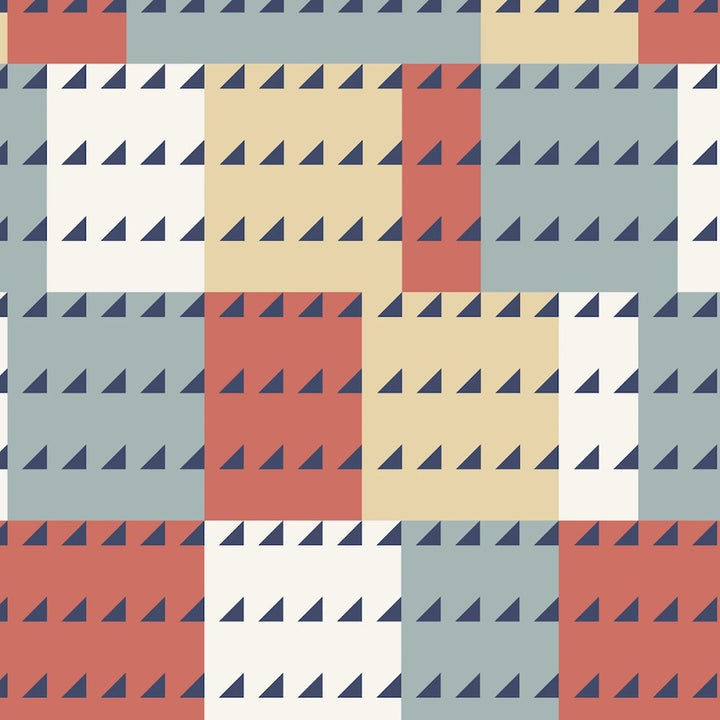 Red and Navy American Bold Imperial Cotton 44/45 Fabric Per Yard