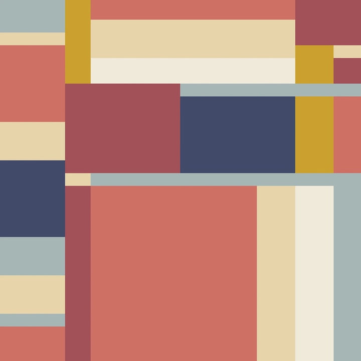Red and Navy American Bold Oak Park Cotton 44/45 Fabric Per Yard