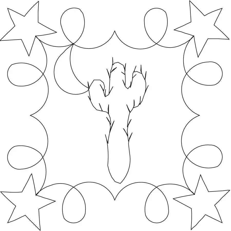 Western Night Cactus Digital Design Block