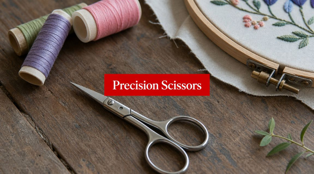 Precision Embroidery Scissors with Large Finger Holes Guide