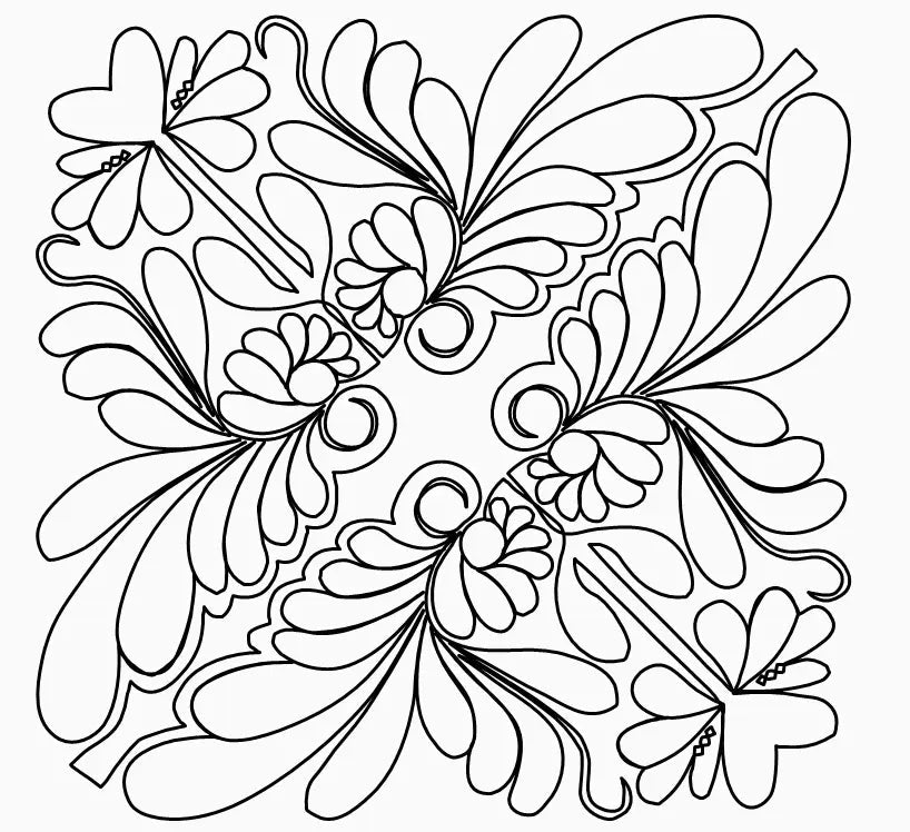 Daisy Heart Feathers Block