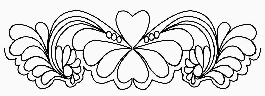 Daisy Heart Feathers Border