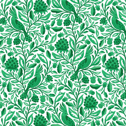 Green Esmralda Birds and Branches Cotton 44/45 Fabric Per Yard