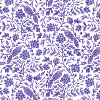 Purple Yolanda Birds and Branches Cotton 44/45 Fabric Per Yard
