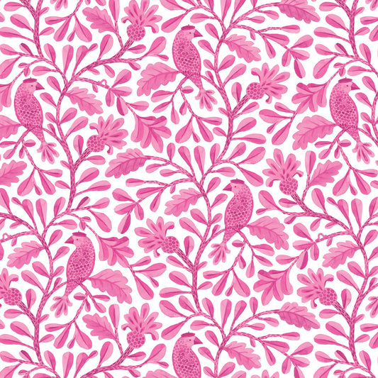 Bubblegum Roux Birds and Branches Cotton 44/45 Fabric Per Yard