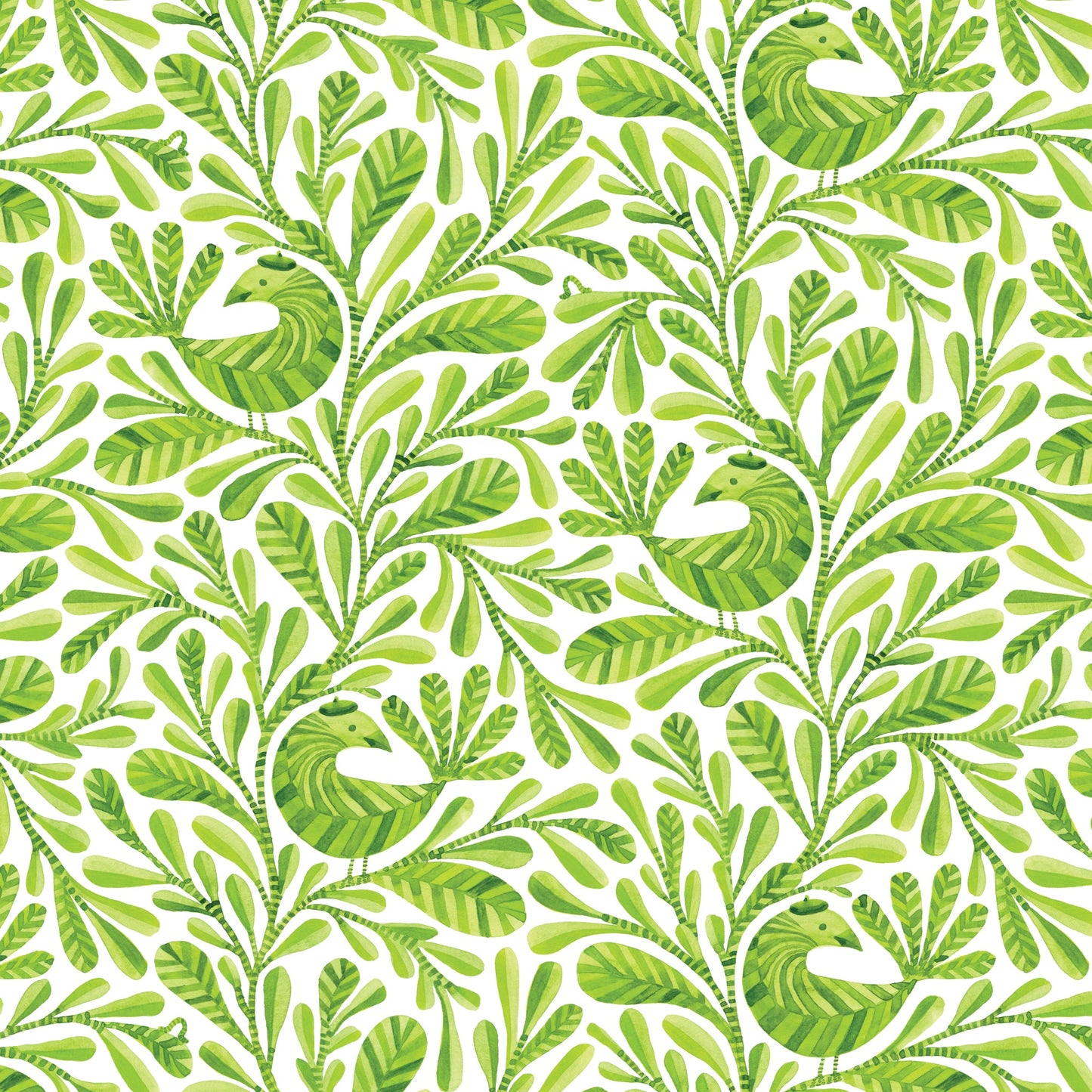 Grass Margot Birds and Branches Cotton 44/45 Fabric Per Yard