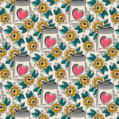 Hearts in a Jar Love Ink 3383 Cotton 44/45 Fabric Per Yard