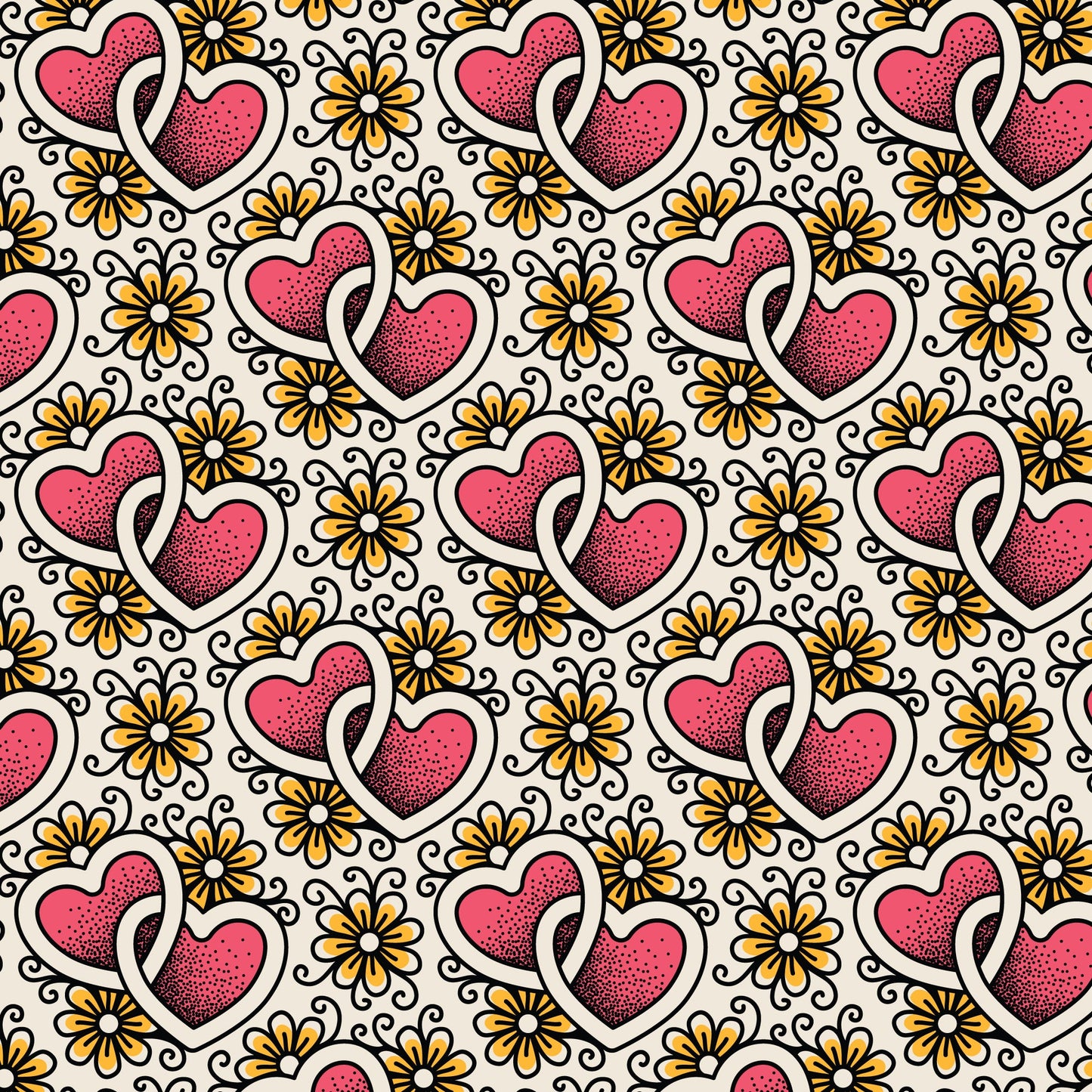 Joined Hearts Love Ink 3385 Cotton 44/45 Fabric Per Yard