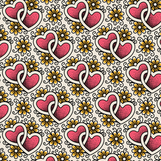 Joined Hearts Love Ink 3385 Cotton 44/45 Fabric Per Yard