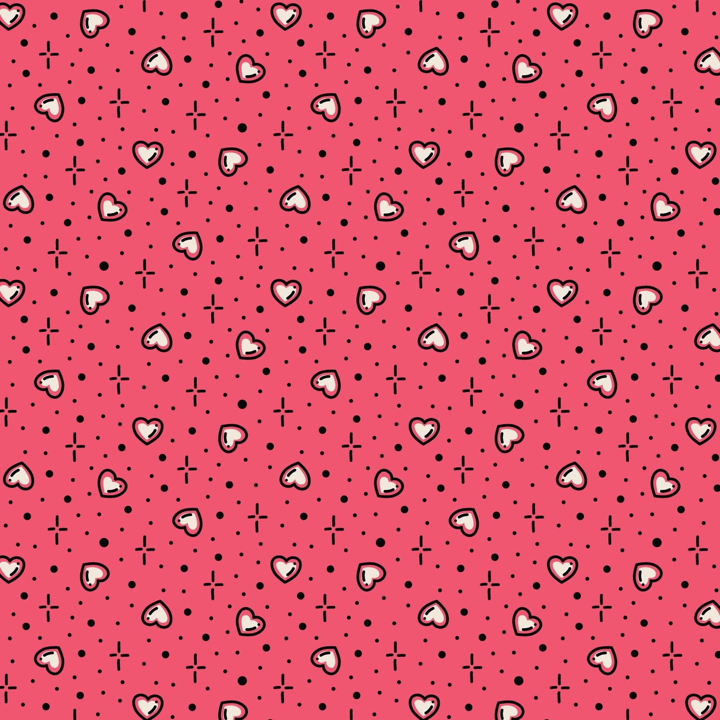Pink Hearts Love Ink 3388 Cotton 44/45 Fabric Per Yard
